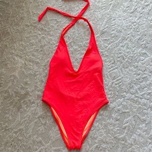 Aerie neon halter swimsuit